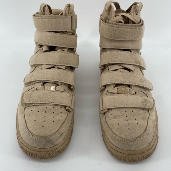 Nike Men’s Billie Eilish Air Force 1 High Top Sneakers Neutral Suede Velcro 9.5 - Picture 3 of 8